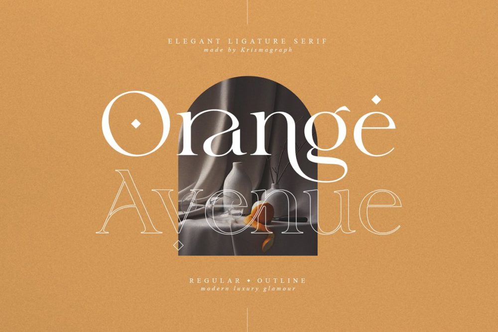 现代优雅女性化婚礼品牌包装标题logo设计衬线英文字体包 Orange Avenue - Ligature Serif Font_img_2