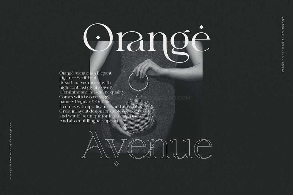 现代优雅女性化婚礼品牌包装标题logo设计衬线英文字体包 Orange Avenue - Ligature Serif Font_img_2