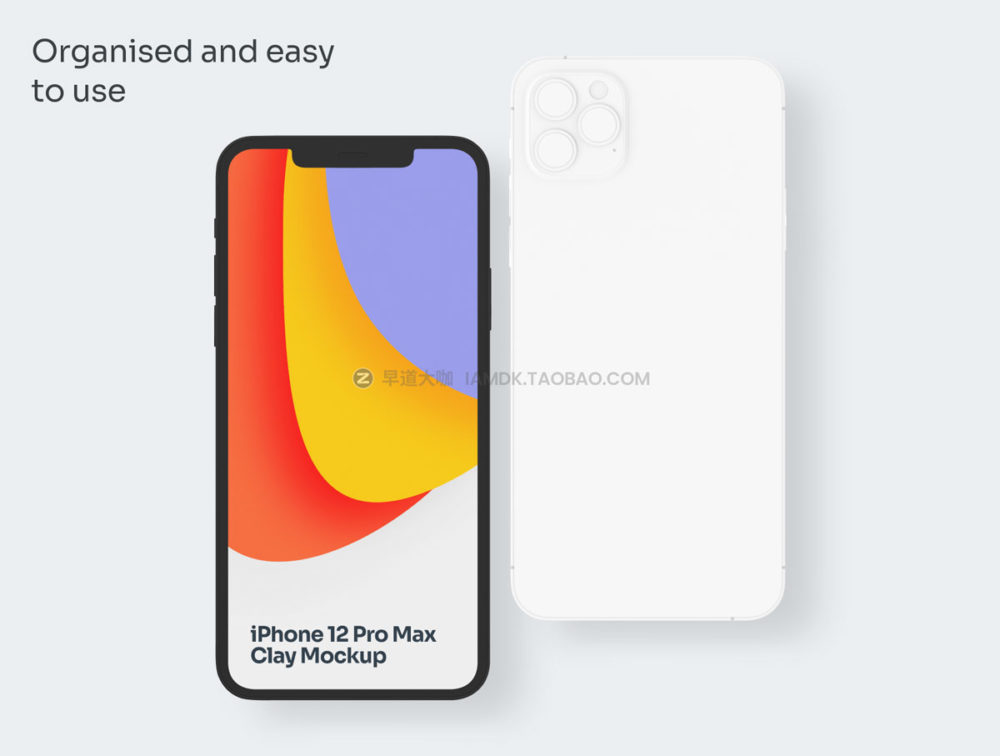 20款app界面设计陶瓷苹果iPhone 12 Pro Max手机屏幕演示ps样机模板 Clay iPhone 12 Pro Max Mockups_img_2