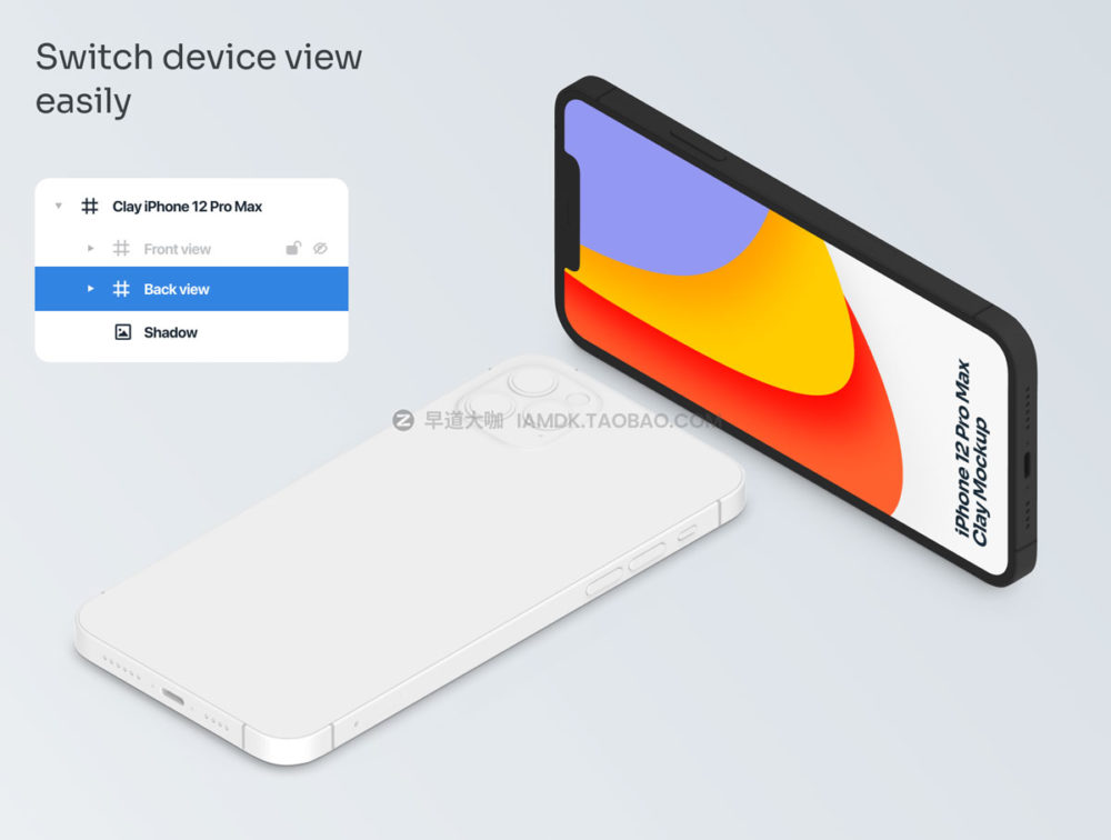 20款app界面设计陶瓷苹果iPhone 12 Pro Max手机屏幕演示ps样机模板 Clay iPhone 12 Pro Max Mockups_img_2