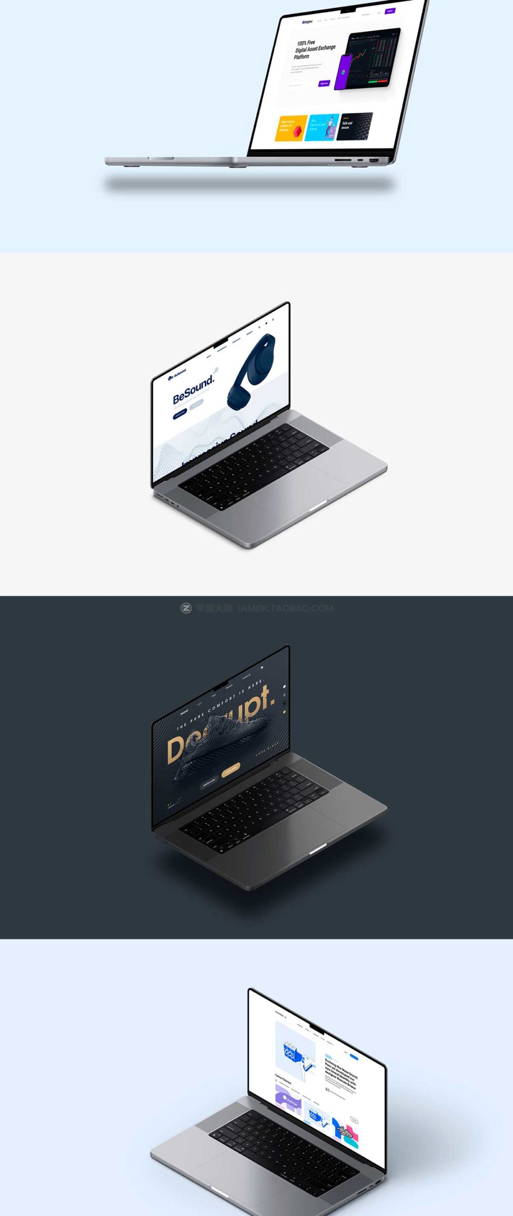 苹果2022年MacBook笔记本电脑网页ui界面设计作品贴图ps样机素材MacBook Pro 16-Inch Mockups_img_2