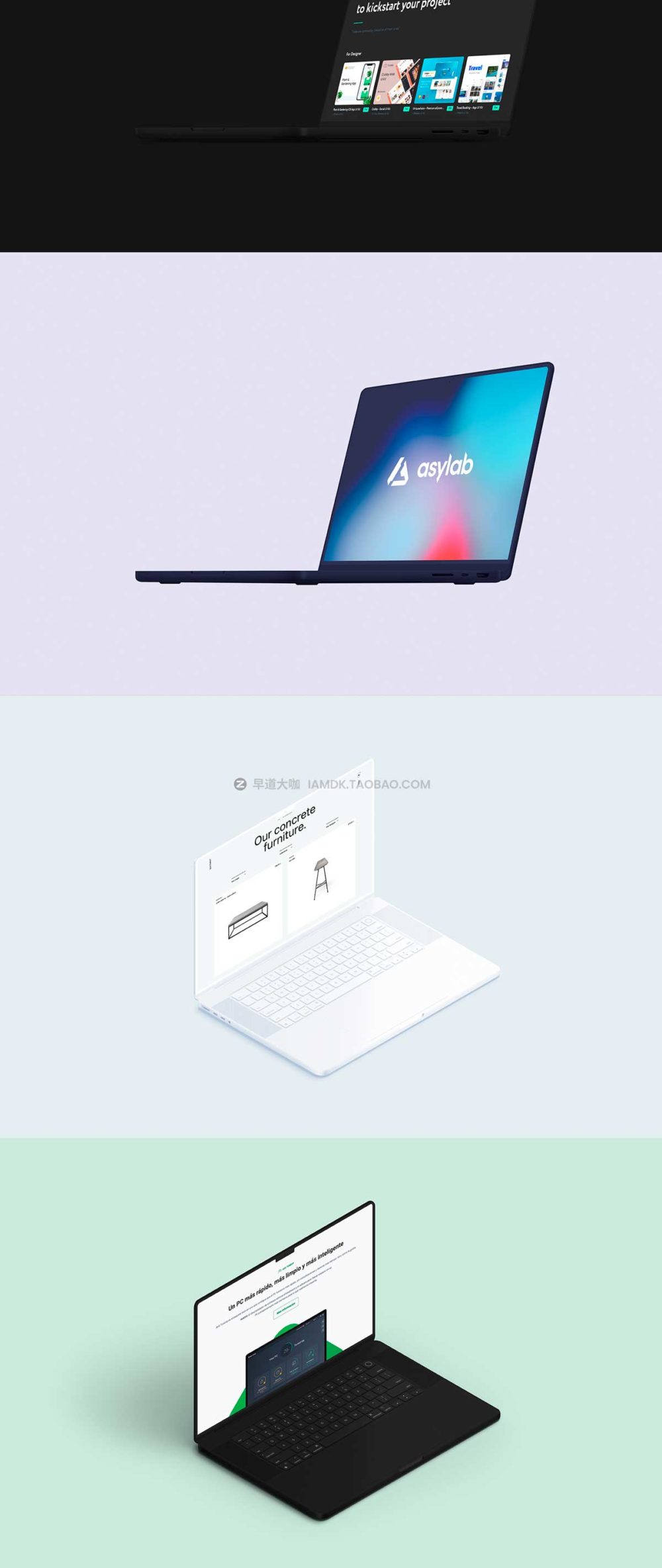 苹果2022年MacBook笔记本电脑网页ui界面设计作品贴图ps样机素材MacBook Pro 16-Inch Mockups_img_2