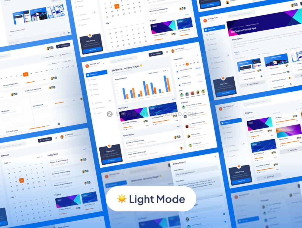 40+屏项目管理仪表盘界面设计web ui套件素材包 Nask - Project Management Dashboard_img_2