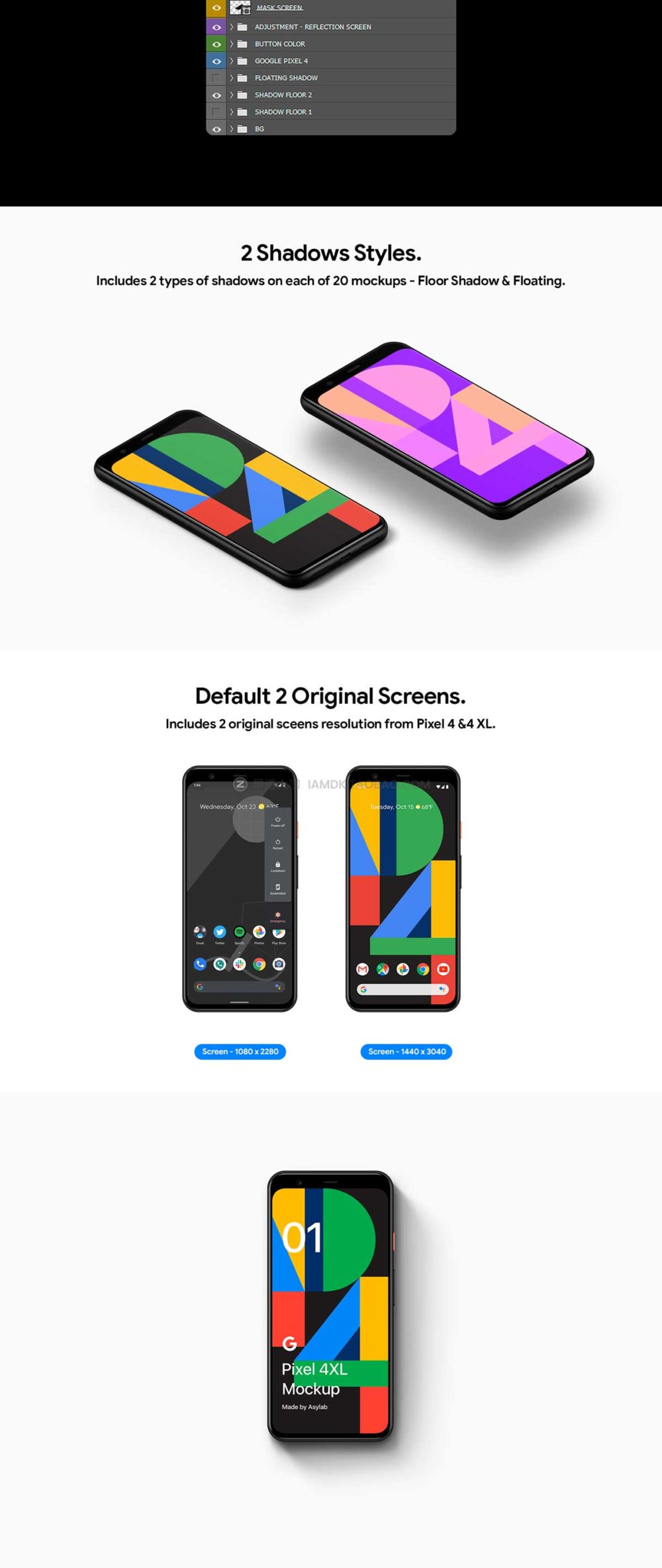 20款高质量APP界面设计谷歌Google Pixel 4手机屏幕演示PSD样机模板 Google Pixel 4 - 20 Mockups Scenes_img_2