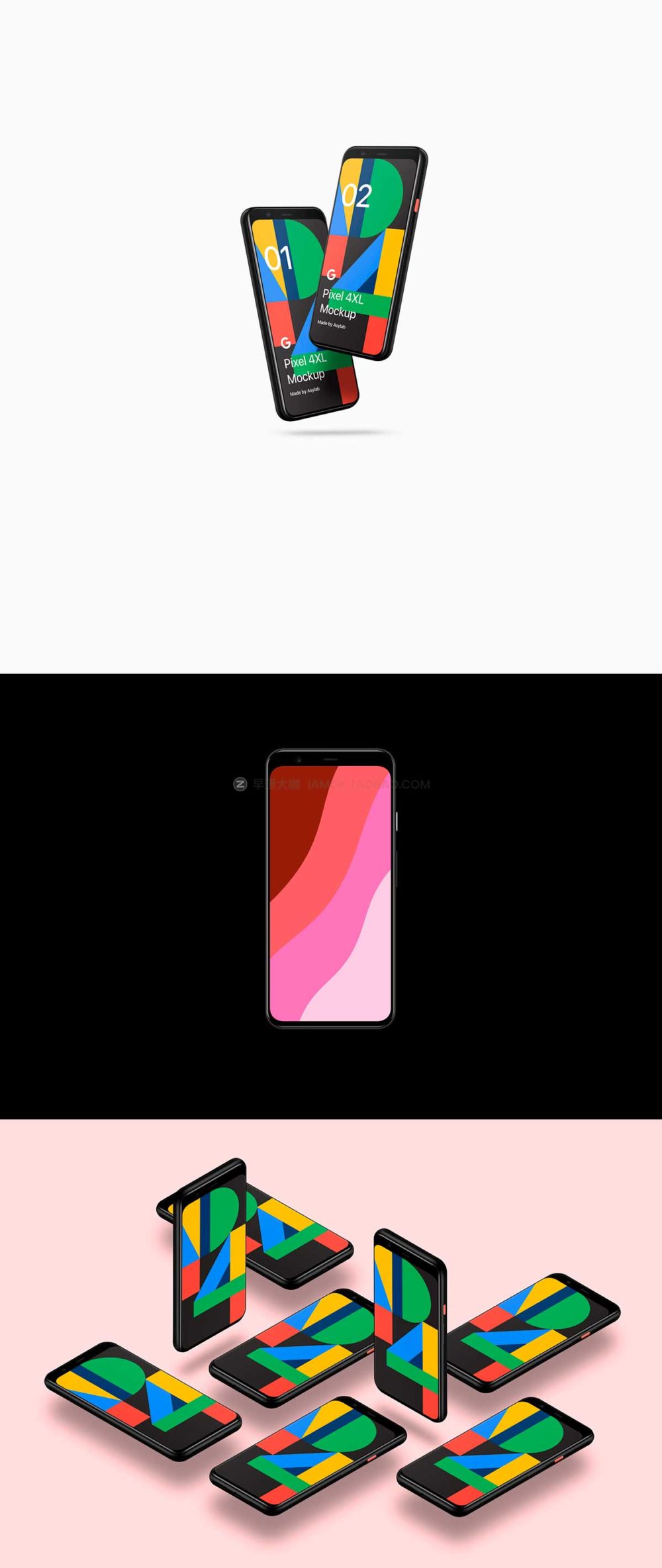 20款高质量APP界面设计谷歌Google Pixel 4手机屏幕演示PSD样机模板 Google Pixel 4 - 20 Mockups Scenes_img_2