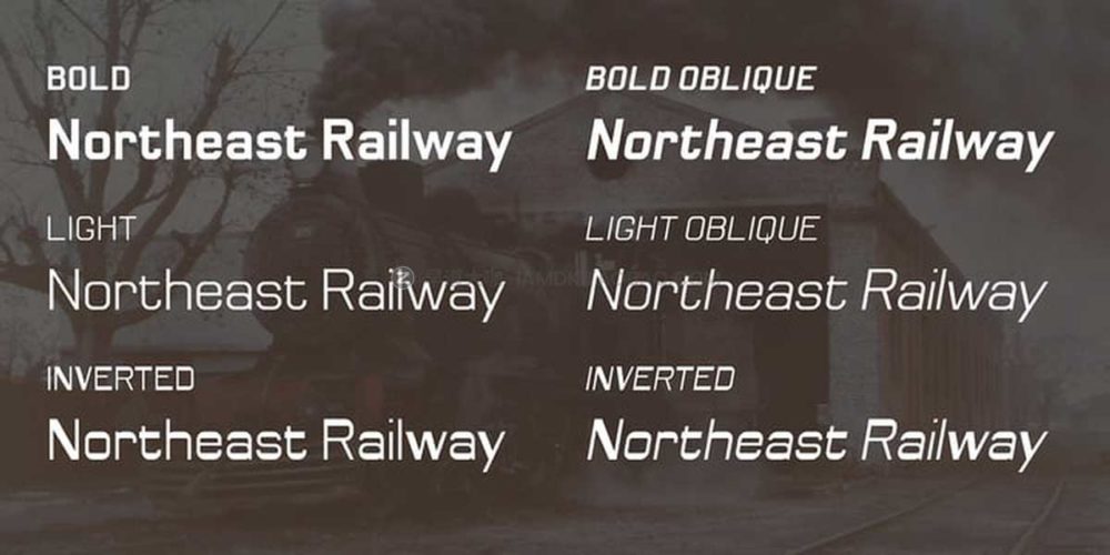 复古阿根廷风线路车牌标题设计无衬线英文字体安装包 Northeast Railway Font Family_img_2