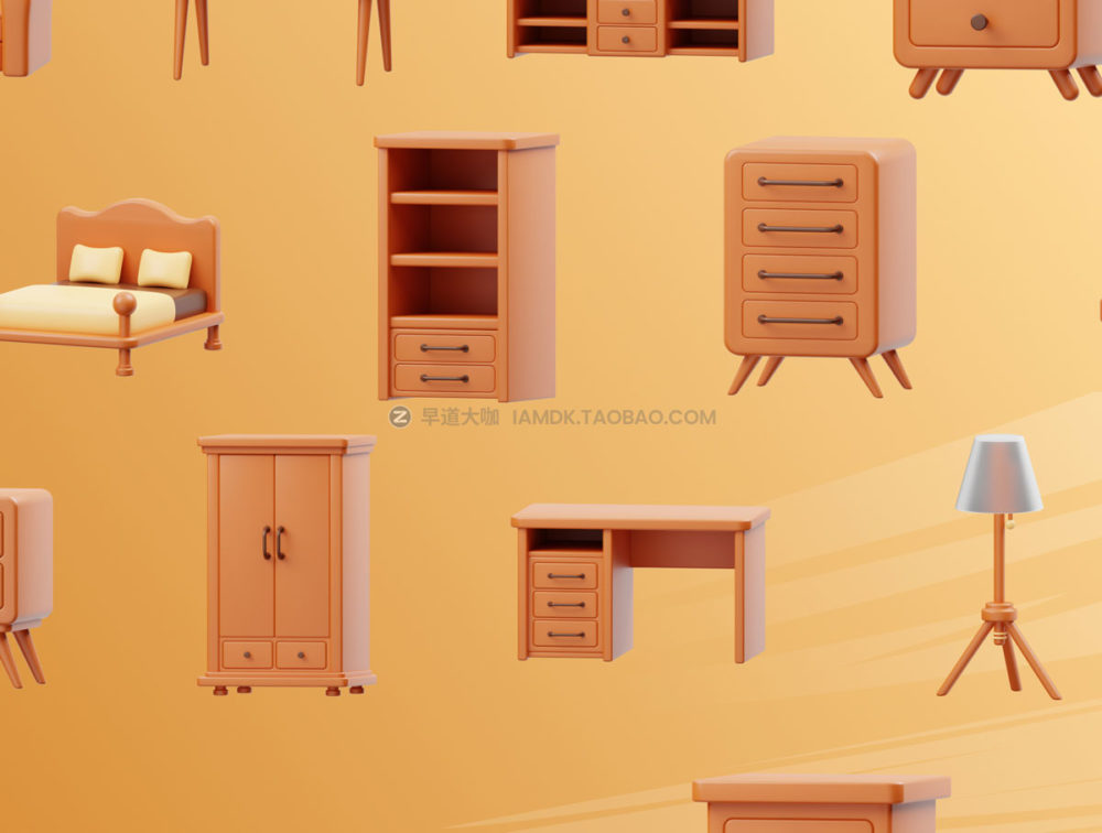 15高级质感商店家具产品app网站界面设计3d图标icons设计素材包 Furniture 3D Icons_img_2