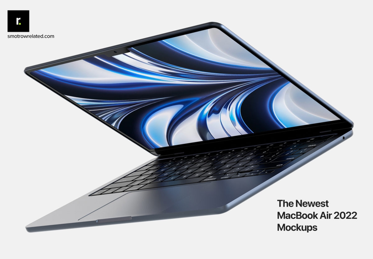 2022年MacBook苹果air笔记本电脑网页ui界面设计作品贴图ps样机素材 The Newest MacBook Air 2022 Mockups_img_3