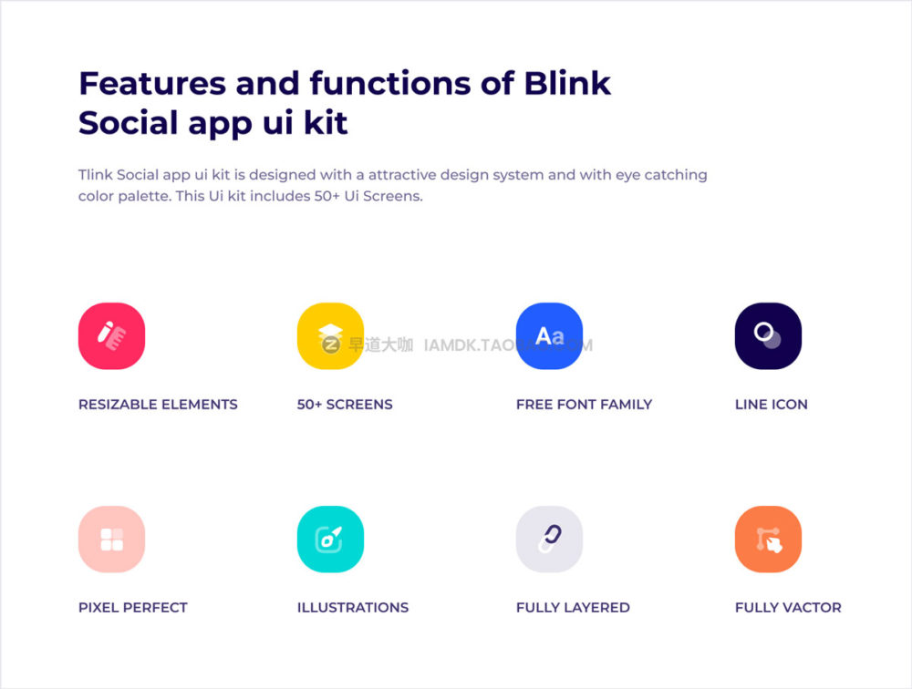 50多个屏社交交友约会聊天应用程序app界面设计ui套件 Blink Social App Ui Kit_img_2