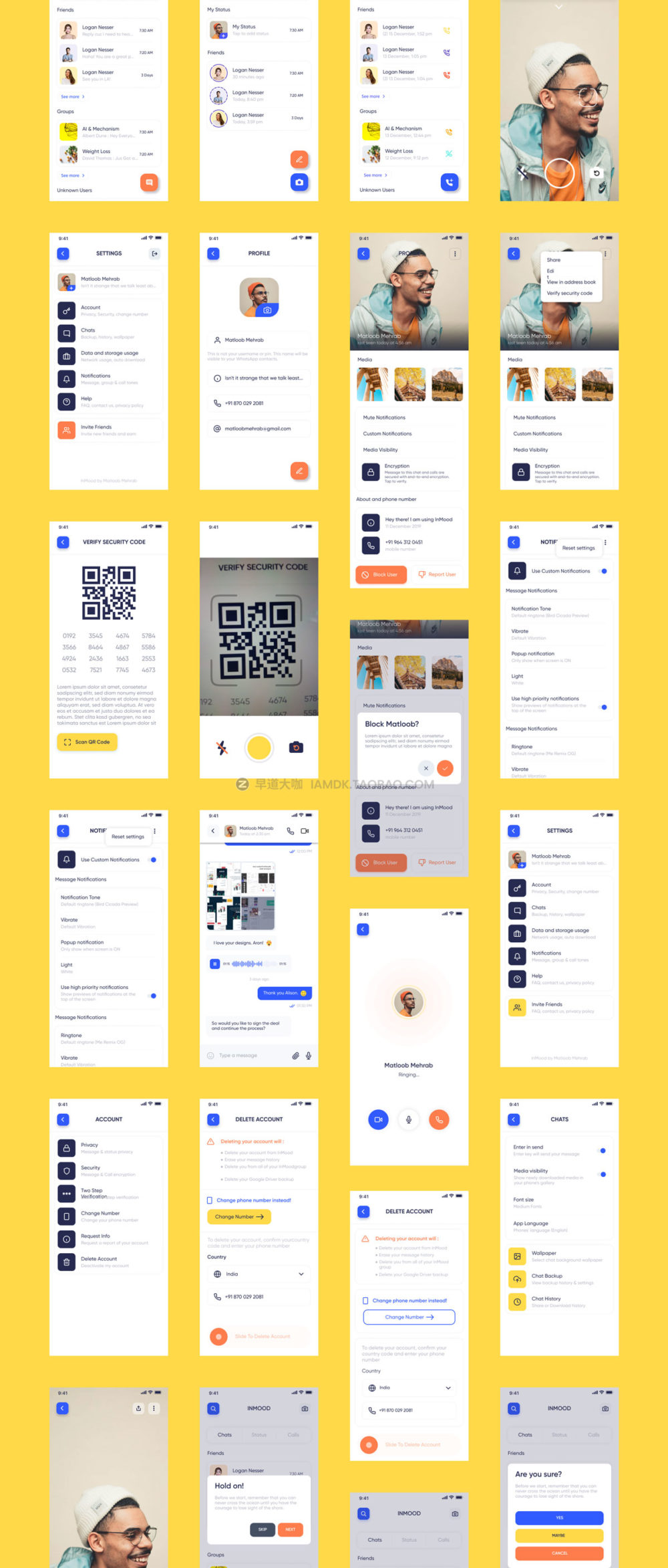 50多个屏社交交友约会聊天应用程序app界面设计ui套件 Blink Social App Ui Kit_img_2