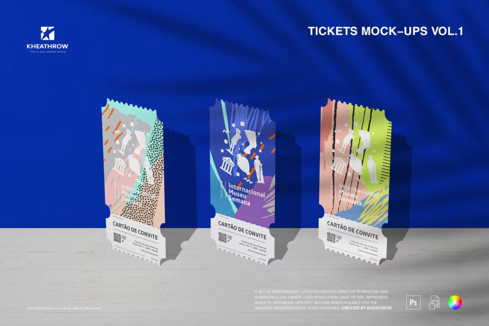 时尚音乐发布会电影门票票券设计展示贴图psd样机模板素材 Tickets Mock-Ups Vol.1_img_2