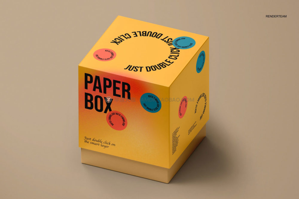 时尚方形产品包装天地盖纸盒设计展示贴图psd样机模板 Paper Box Mockup Set_img_2