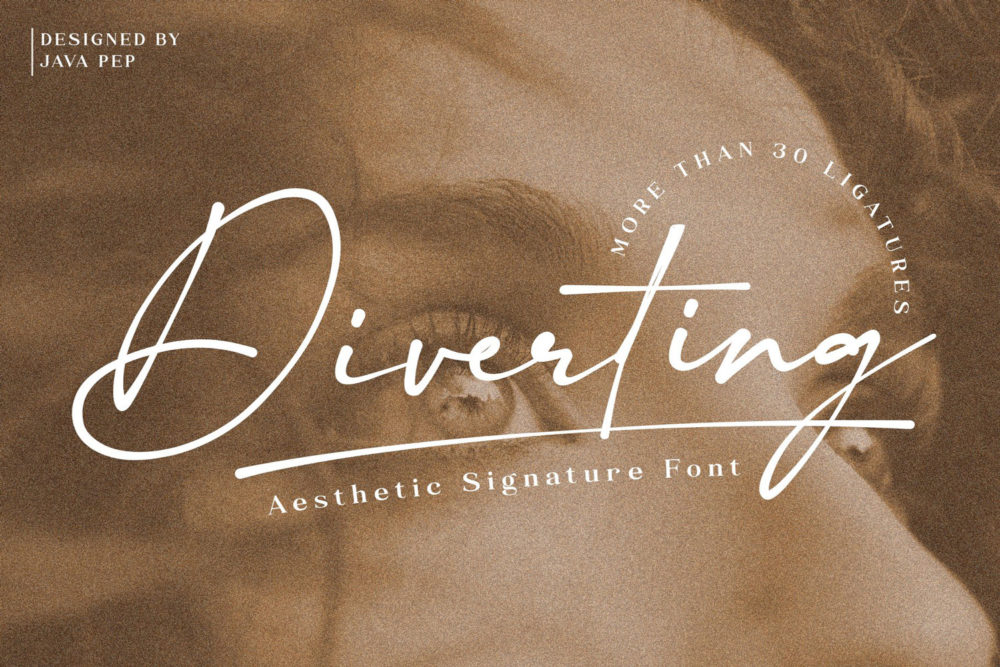 现代优雅婚礼请柬贺卡标题品牌设计签名手写英文字体包 Diverting - Aesthetic Signature_img_2