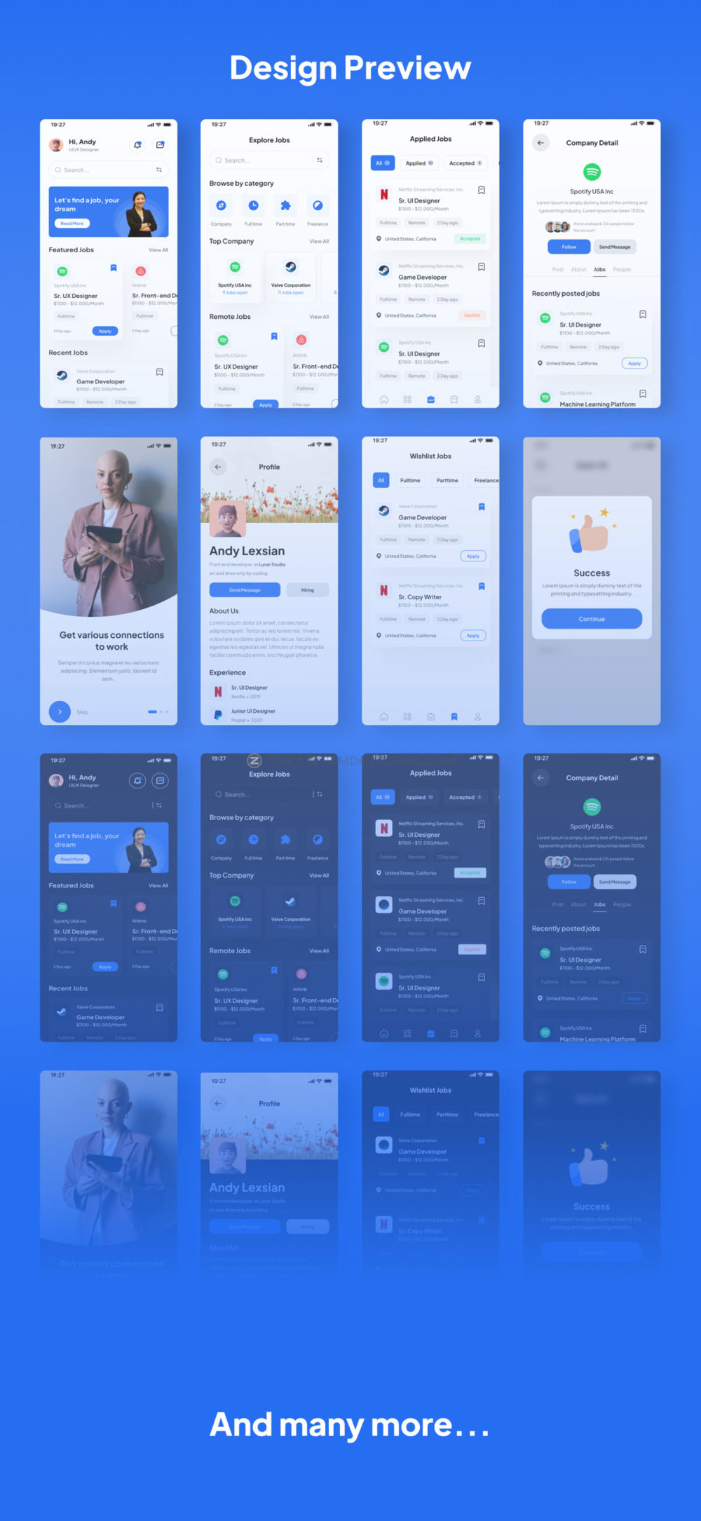 极简求职应聘找工作应用程序app界面设计ui套件素材 Fin Jobs - Jobs Finder App UI Kits_img_2