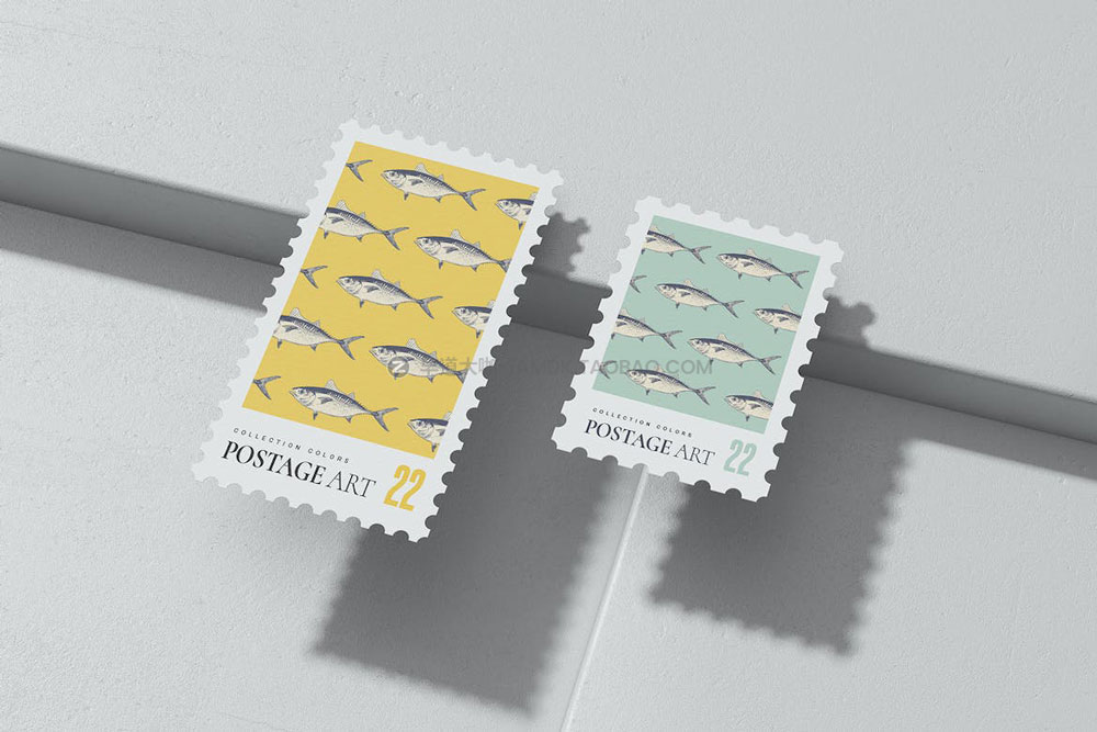 14个文创纪念邮票信封邮戳品牌logo设计展示贴图psd样机模板源文件 Postage stamps Mockup_img_2