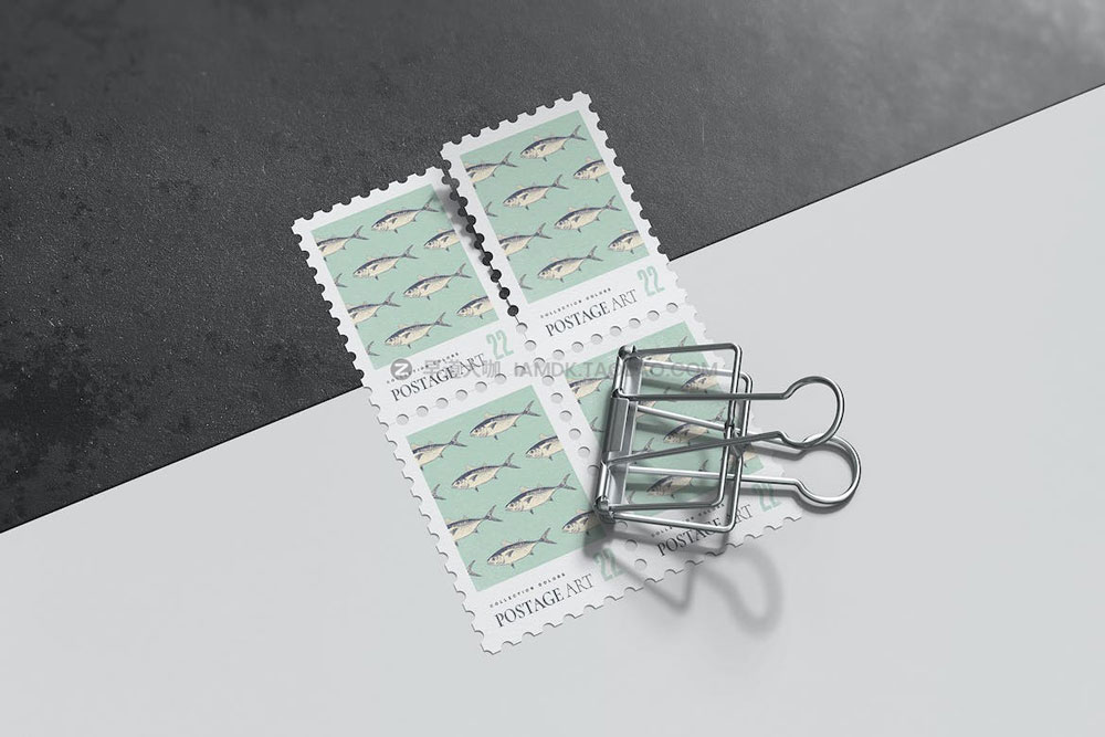 14个文创纪念邮票信封邮戳品牌logo设计展示贴图psd样机模板源文件 Postage stamps Mockup_img_2