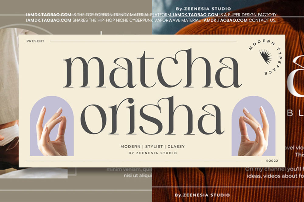 现代优雅女性化服装品牌产品包装标题logo设计衬线英文字体素材 Matcha Orisha Font_img_2