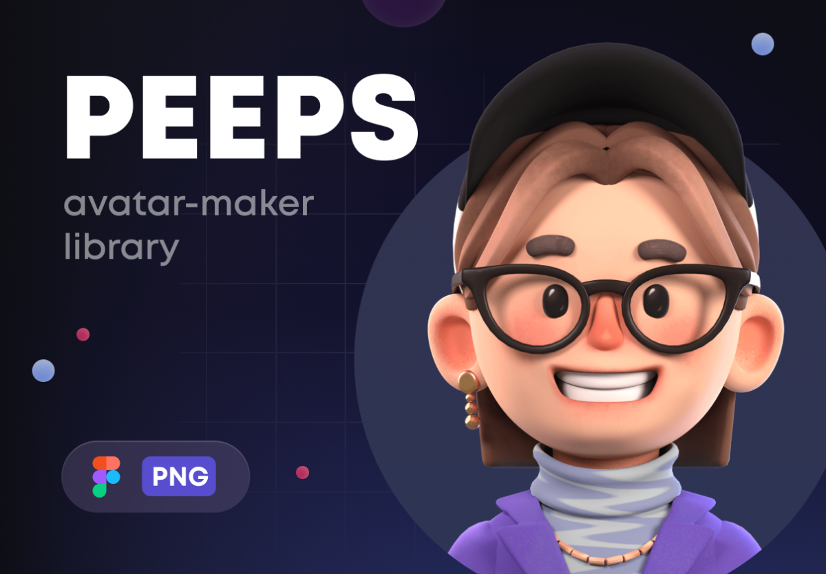 可爱卡通独特创意3d立体男女头像fig&png免抠图ui图标设计素材包 PEEPS 3D Avatar-Maker Library_img_3