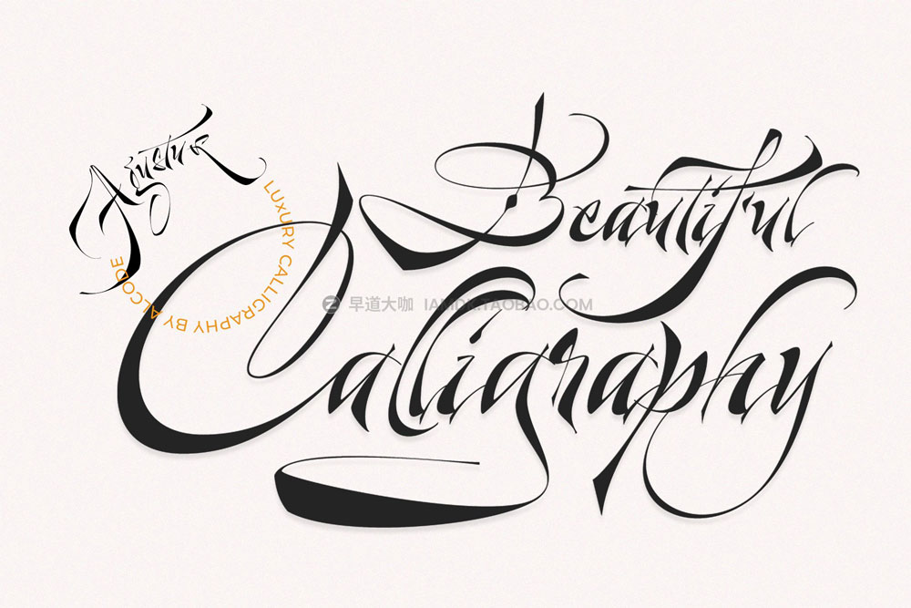 现代经典飘逸杂志贺卡封面标题logo设计手写英文字体素材 Agustus - Luxury Calligraphy Font_img_2