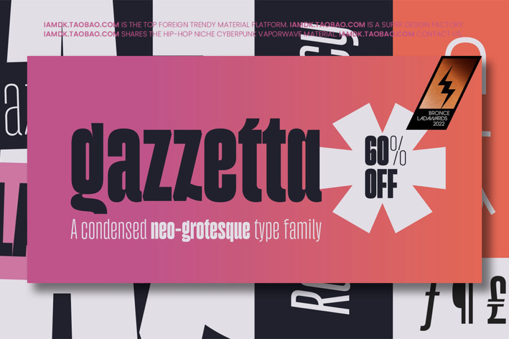 独特怪诞酸性逆反差杂志封面标题logo设计无衬线英文字体家族 Gazzetta Font Family_img_2