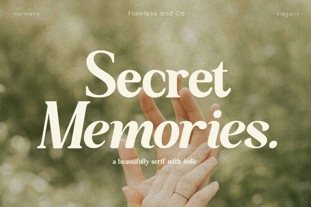 时尚优雅复古波西米亚风杂志排版徽标logo设计衬线英文字体素材 Secret Memories Font_img_2