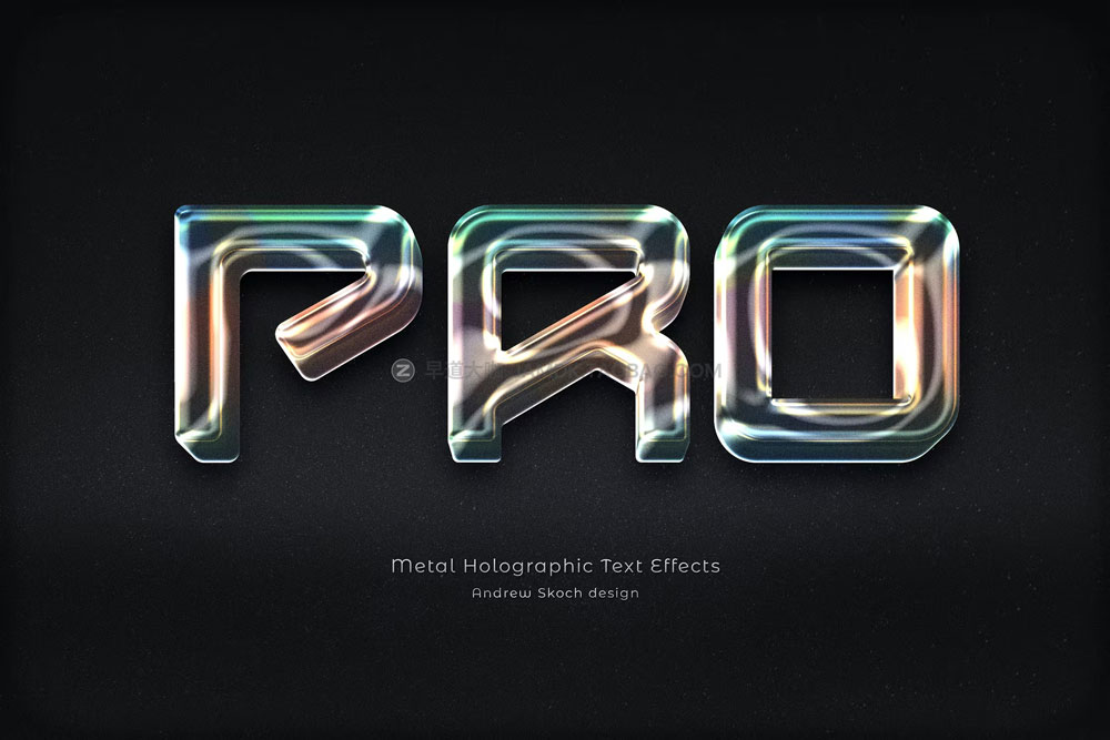 高级3D科幻未来立体金属全息渐变logo标题ps特效字样机生成模板 Metal Holographic Text Effects_img_2