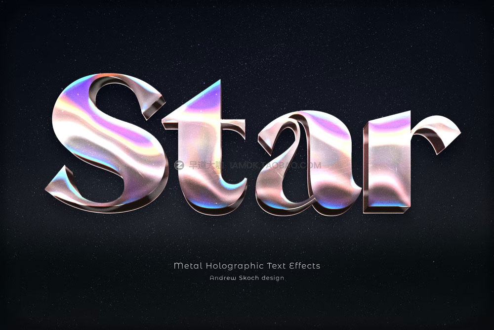 高级3D科幻未来立体金属全息渐变logo标题ps特效字样机生成模板 Metal Holographic Text Effects_img_2