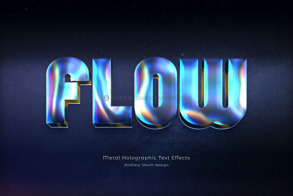 高级3D科幻未来立体金属全息渐变logo标题ps特效字样机生成模板 Metal Holographic Text Effects_img_2