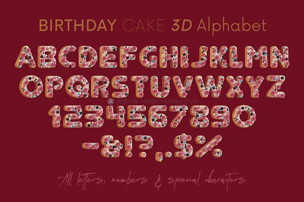 3D创意卡通有趣生日蛋糕英文字母数字png免抠图设计素材 Birthday Cake - 3D Lettering_img_2