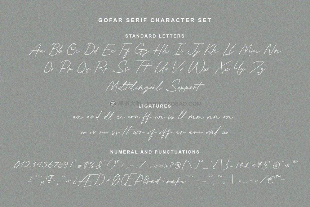 现代奢华优雅婚礼杂志logo设计衬线&手写签名英文字体包 Gofar | Font Duo_img_2