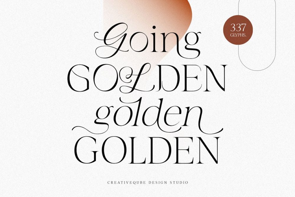 时尚优雅婚礼请柬杂志排版标题logo设计衬线英文字体安装包 Going Golden Font Family_img_2