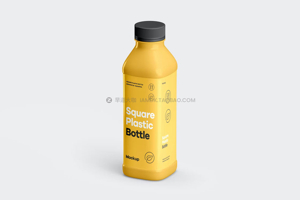 方形塑料瓶果汁饮料瓶子包装设计展示贴图ps样机模板 Square Plastic Bottle Mock-up_img_2