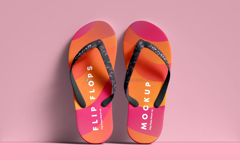 逼真人字拖拖鞋设计展示样机mockup智能贴图psd素材模版 Flip Flops Mock-up_img_2