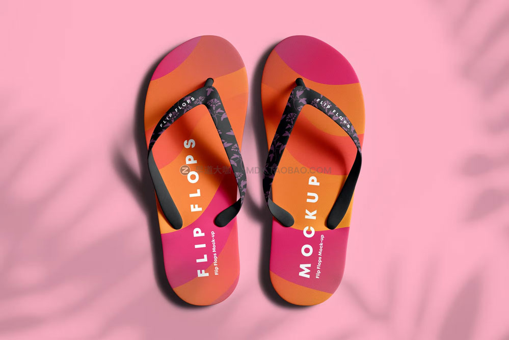 逼真人字拖拖鞋设计展示样机mockup智能贴图psd素材模版 Flip Flops Mock-up_img_2