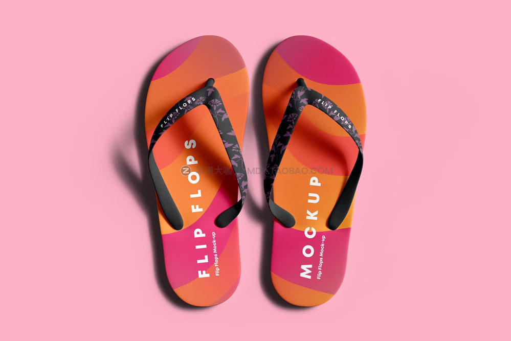 逼真人字拖拖鞋设计展示样机mockup智能贴图psd素材模版 Flip Flops Mock-up_img_2