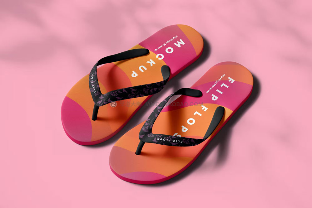 逼真人字拖拖鞋设计展示样机mockup智能贴图psd素材模版 Flip Flops Mock-up_img_2