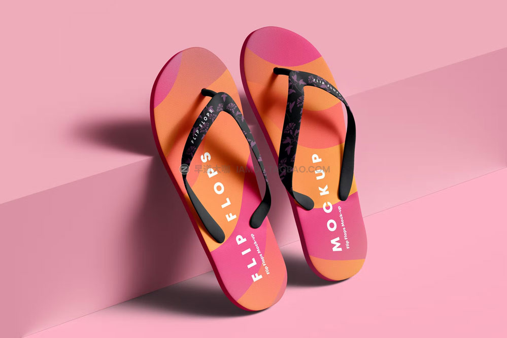 逼真人字拖拖鞋设计展示样机mockup智能贴图psd素材模版 Flip Flops Mock-up_img_2