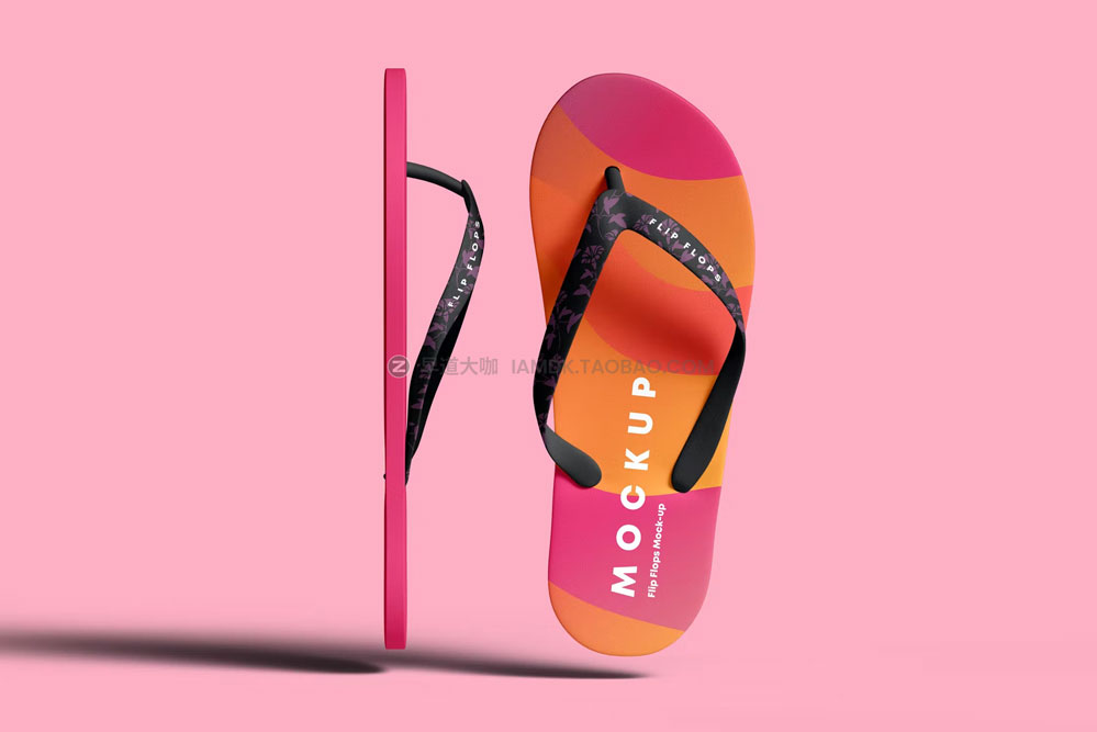 逼真人字拖拖鞋设计展示样机mockup智能贴图psd素材模版 Flip Flops Mock-up_img_2