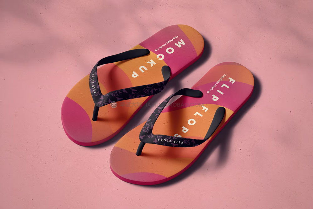 逼真人字拖拖鞋设计展示样机mockup智能贴图psd素材模版 Flip Flops Mock-up_img_2