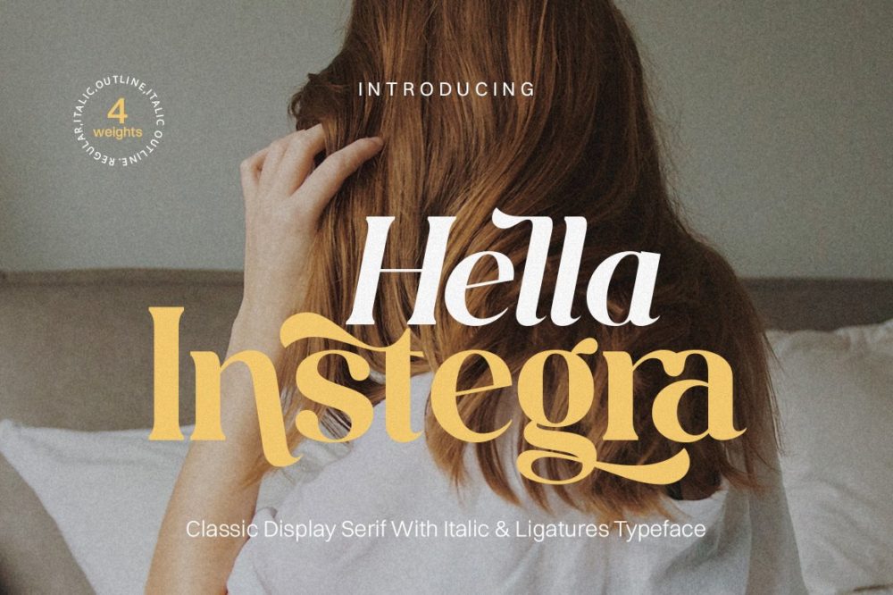 时尚复古女性化杂志海报标题徽标logo设计psai衬线英文字体安装包 Hella Instegra Font Family_img_2