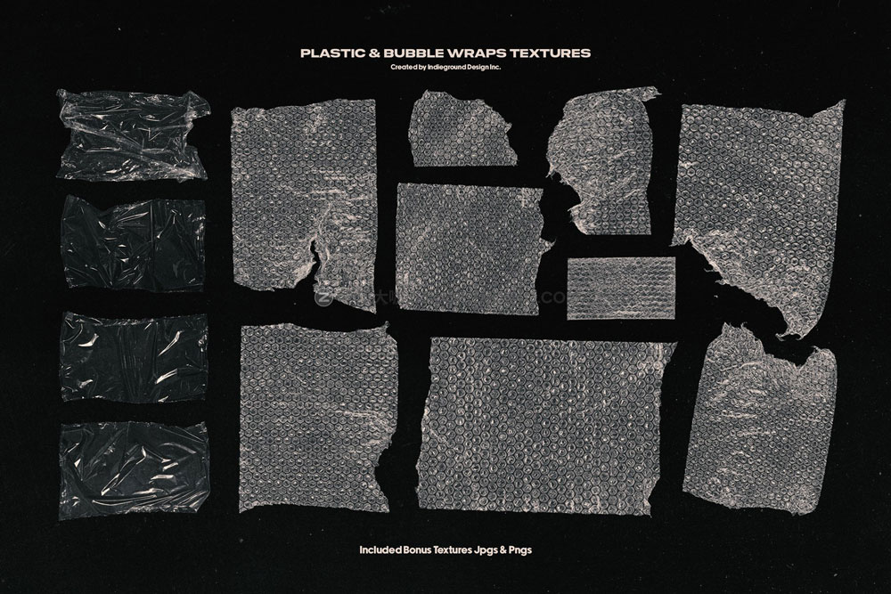 超酷街头嘻哈说唱炫酷个性透明气泡塑料袋保鲜膜png免抠图设计素材 Indieground Design - Plastic Textures_img_2