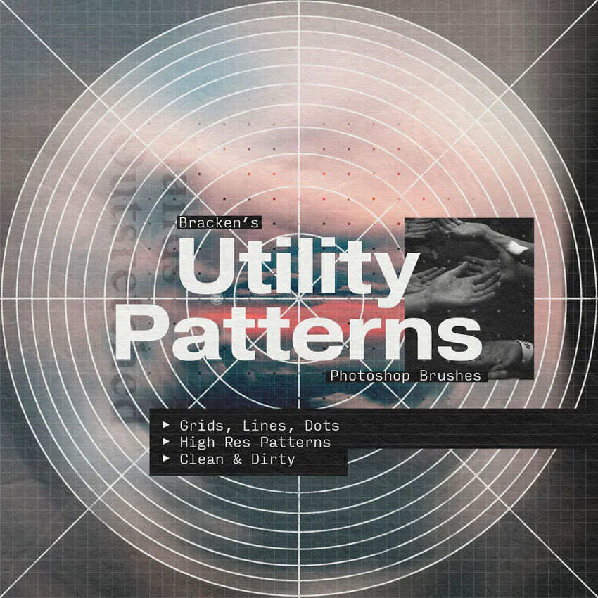 潮流复古网络点阵线条圆形绘制图案jpg无风险背景图片设计素材 Utility Patterns by Bracken_img_2