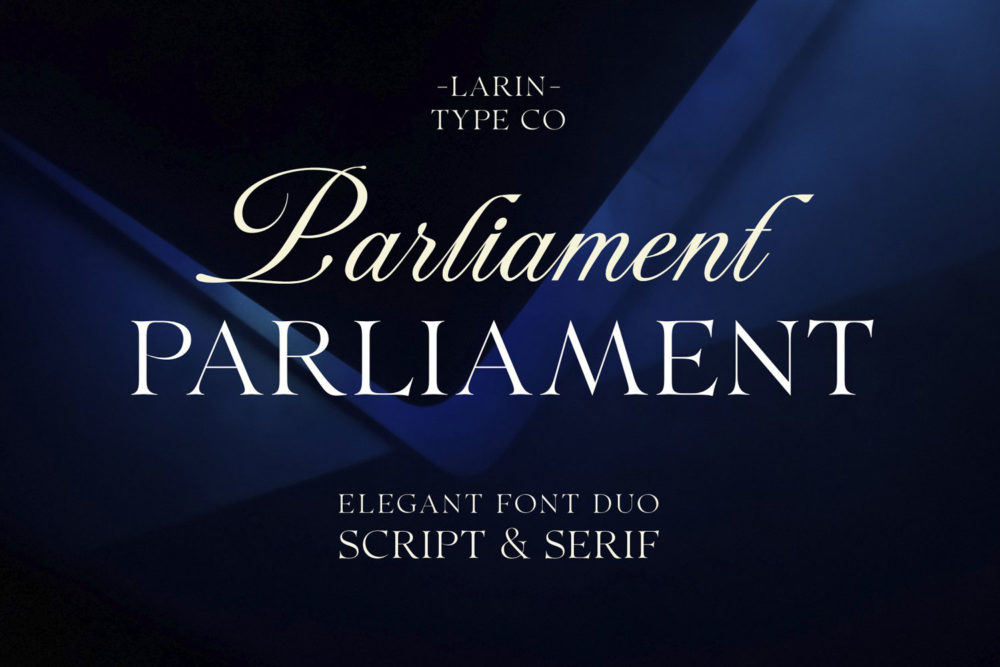 时尚优雅奢华婚礼产品包装标题logo设计手写签名英文字体素材 Parliament | Font Duo_img_2