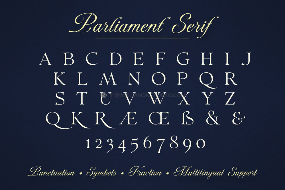 时尚优雅奢华婚礼产品包装标题logo设计手写签名英文字体素材 Parliament | Font Duo_img_2