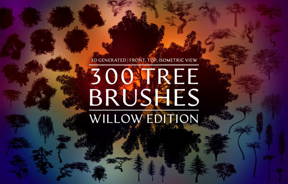 300多款逼真森林树木树叶叶子ps/procreate/affinity笔刷设计素材 Tree Brushes - Willow Edition_img_2