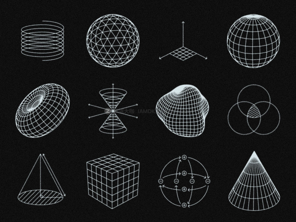 350多款未来赛博朋克科幻酸性点线面3d立体几何构成抽象机能图形设计素材 350+ Abstract Contours Shapes_img_2