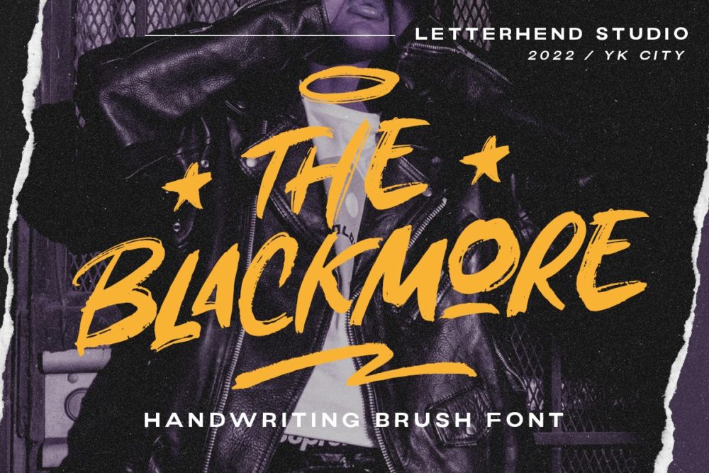 复古粗糙手绘手写毛笔笔刷效果签名英文字体安装包 The Blackmore - Brush Font_img_2