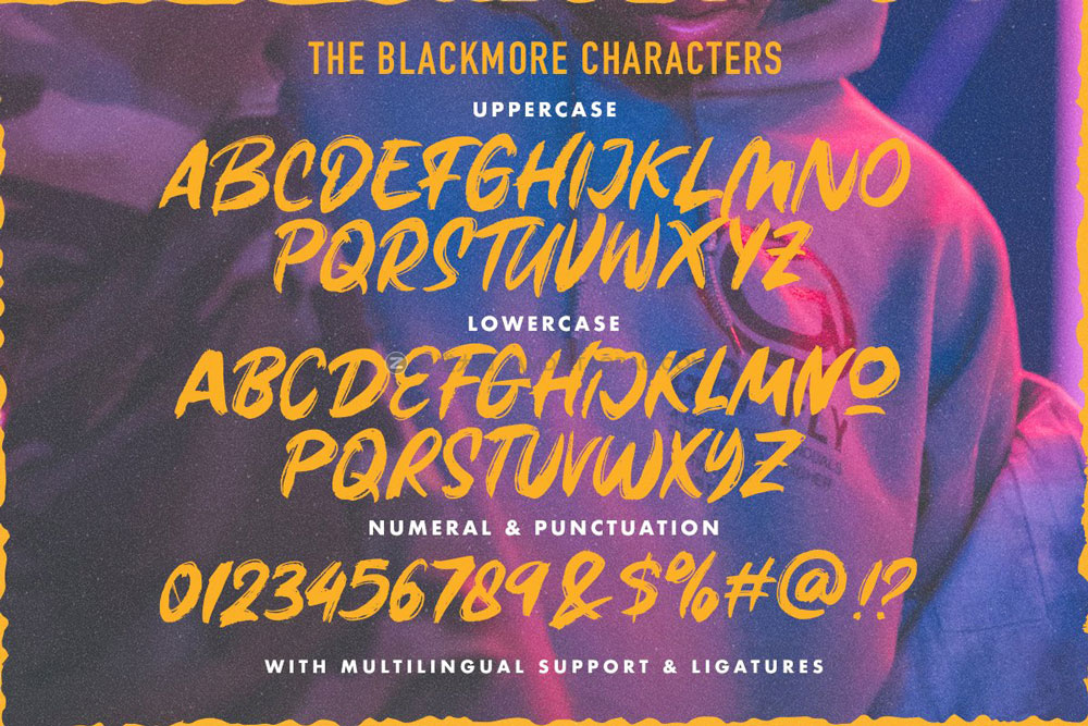 复古粗糙手绘手写毛笔笔刷效果签名英文字体安装包 The Blackmore - Brush Font_img_2