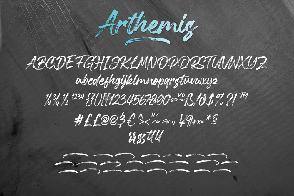 复古涂鸦风手写毛笔书法效果包装标题logo设计英文字体安装包 Arthemis - Natural Handwriting Font_img_2