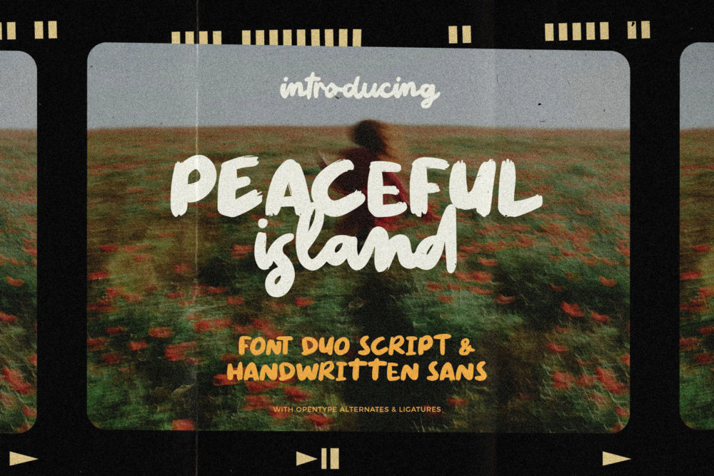 复古杂志海报排版品牌Logo徽标设计手写签名英文字体素材 Peaceful Island - Font Duo_img_2